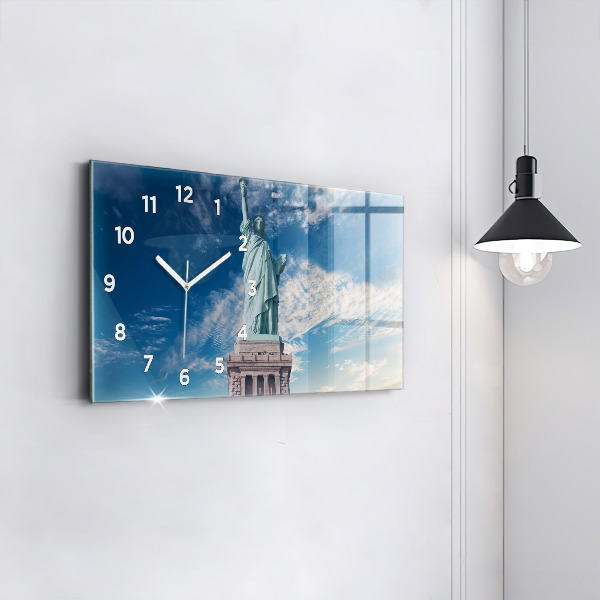 Horizontální skleněné hodiny na stěnu Socha Svobody New York