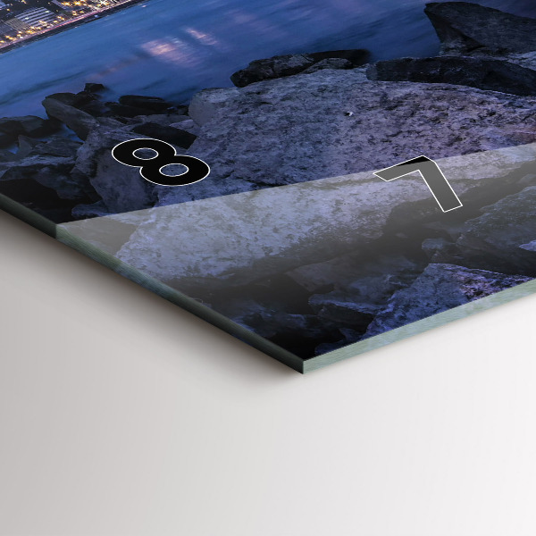 Horizontální skleněné hodiny na stěnu Skalnaté pobřeží pod mostem