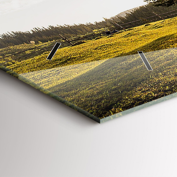 Horizontální skleněné hodiny na stěnu Strom na kopci