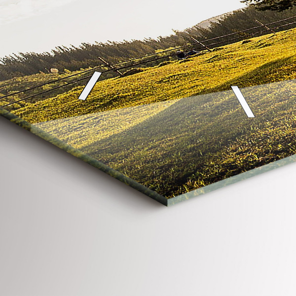 Horizontální skleněné hodiny na stěnu Strom na kopci