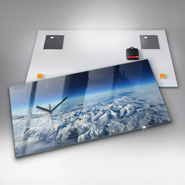 Horizontální skleněné hodiny na stěnu Rybářská loď v přístavu