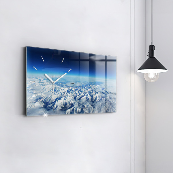 Horizontální skleněné hodiny na stěnu Rybářská loď v přístavu