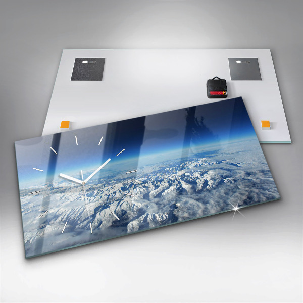 Horizontální skleněné hodiny na stěnu Rybářská loď v přístavu