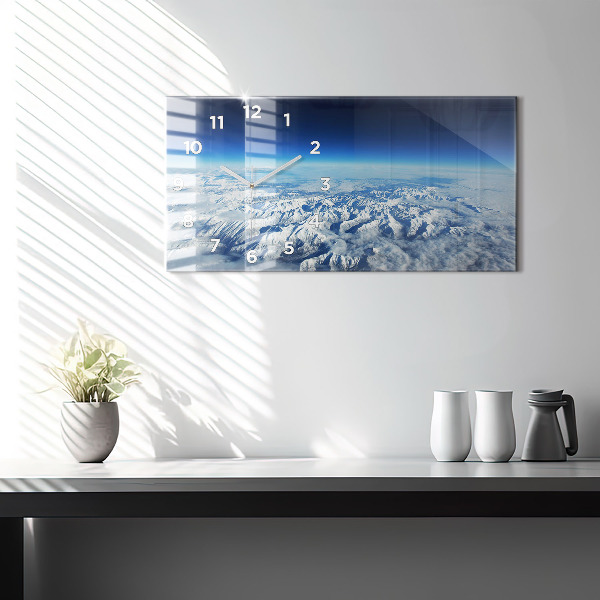 Horizontální skleněné hodiny na stěnu Rybářská loď v přístavu