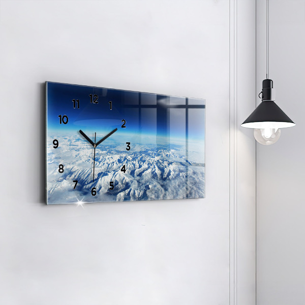 Horizontální skleněné hodiny na stěnu Rybářská loď v přístavu