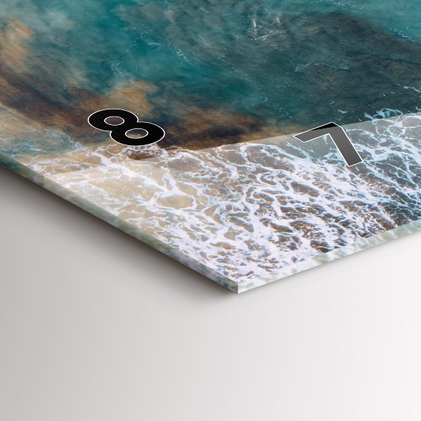 Horizontální skleněné hodiny na stěnu Fjordy na pobřeží Costa Blanca