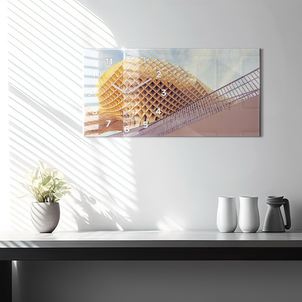 Horizontální skleněné hodiny na stěnu Vyhlídka v Seville