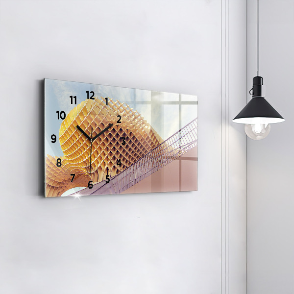 Horizontální skleněné hodiny na stěnu Vyhlídka v Seville