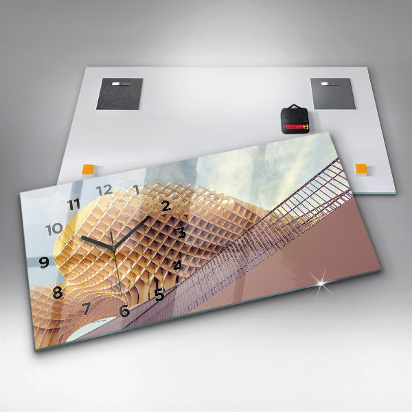 Horizontální skleněné hodiny na stěnu Vyhlídka v Seville