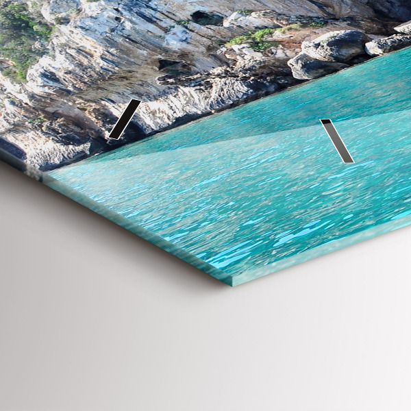 Horizontální skleněné hodiny na stěnu Podmořská jeskyně