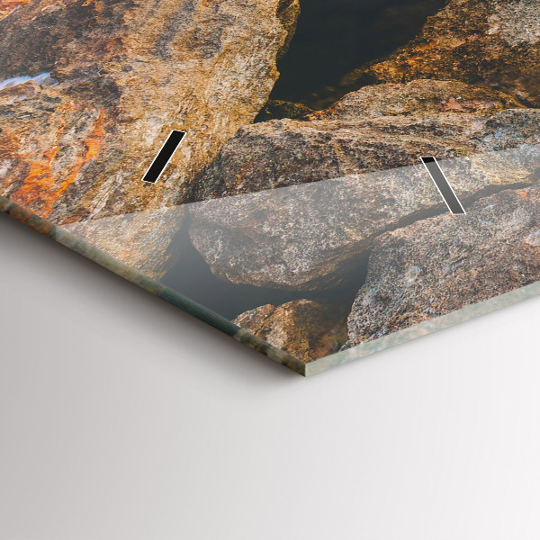 Horizontální skleněné hodiny na stěnu Mořská krajina