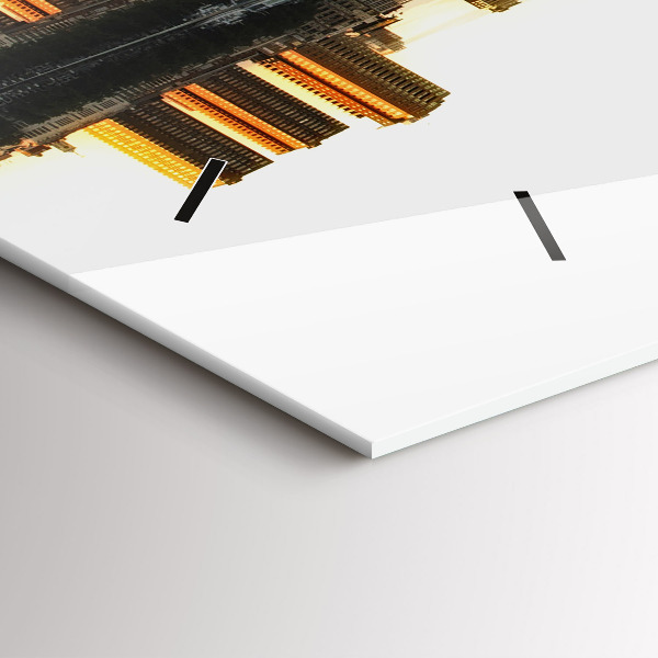 Horizontální skleněné hodiny na stěnu Město u řeky