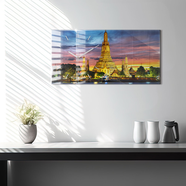 Horizontální hodiny na skle Chrám v Bangkoku