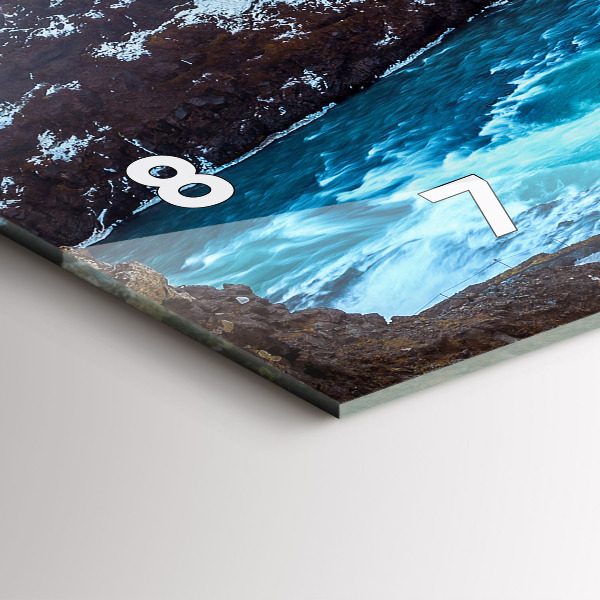 Horizontální hodiny na skle Vodopád Gullfoss na Islandu