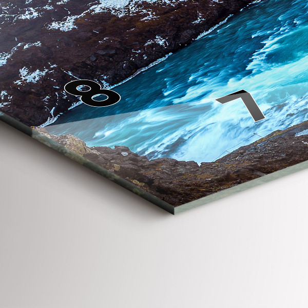 Horizontální hodiny na skle Vodopád Gullfoss na Islandu