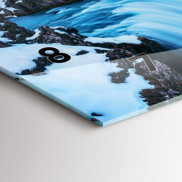 Horizontální hodiny na skle Vodopád Godafoss Island