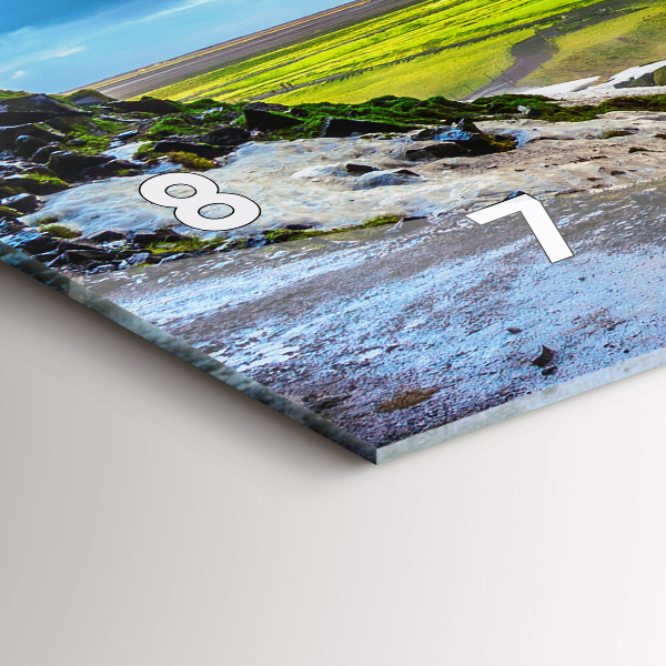 Horizontální hodiny na skle Vodopád na Islandu