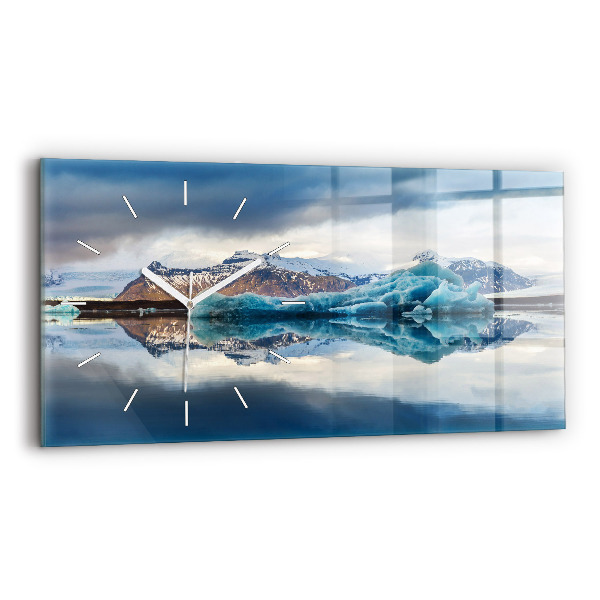 Horizontální hodiny na skle Jezero Jokulsarlon Island