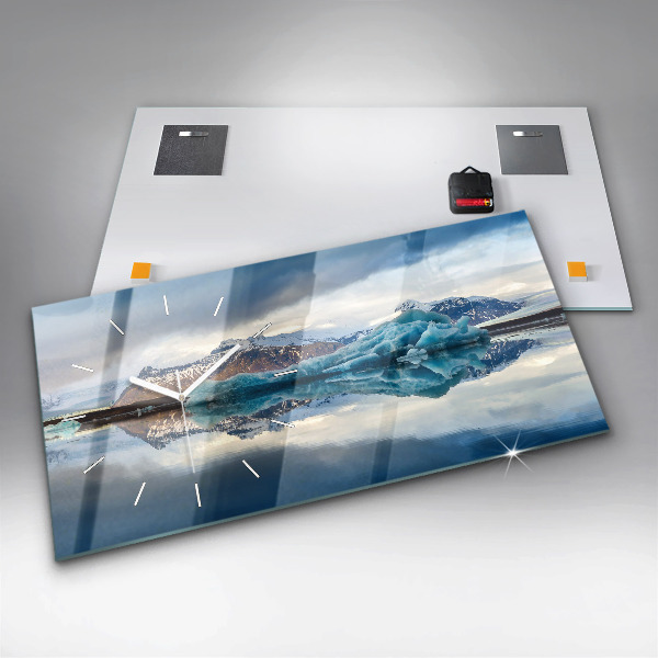 Horizontální hodiny na skle Jezero Jokulsarlon Island