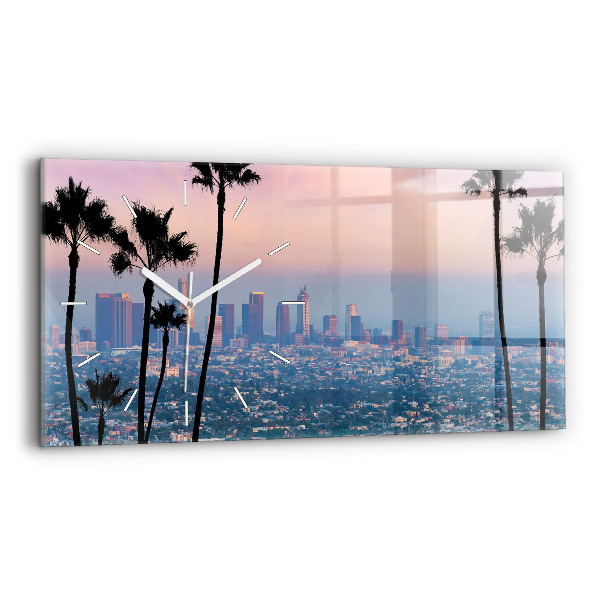 Horizontální hodiny na skle Západ slunce v Los Angeles