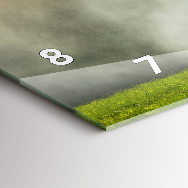 Horizontální skleněné hodiny na stěnu Horská krajina