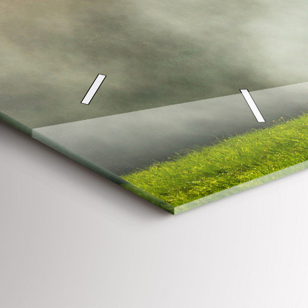 Horizontální skleněné hodiny na stěnu Horská krajina