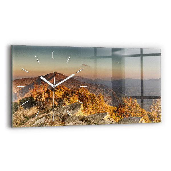 Horizontální hodiny na skle Bieszczady