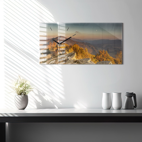 Horizontální hodiny na skle Bieszczady