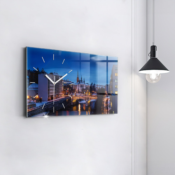 Horizontální hodiny na skle Panorama Plzně