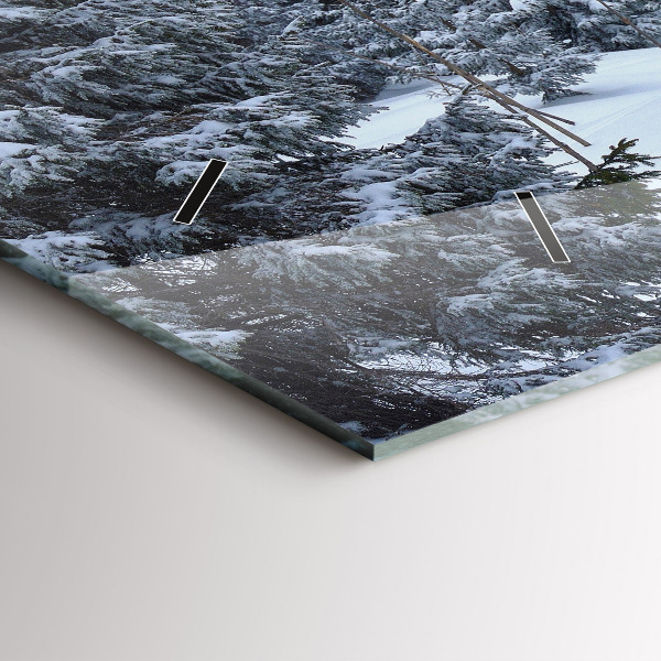 Horizontální skleněné hodiny na stěnu České Krkonoše v zimě