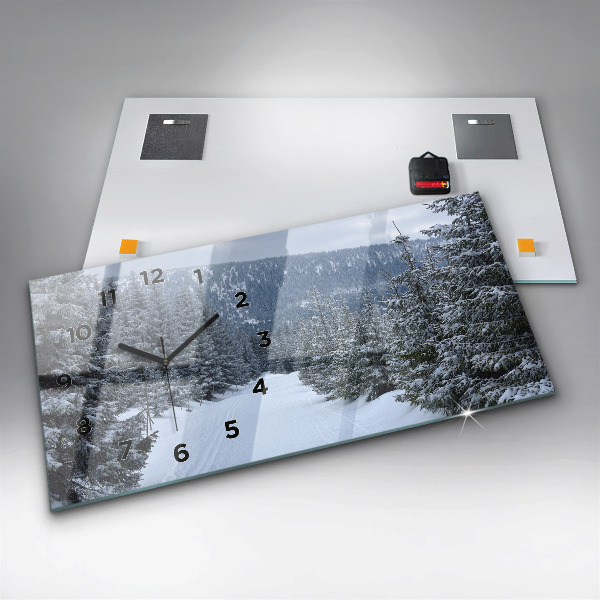 Horizontální skleněné hodiny na stěnu České Krkonoše v zimě