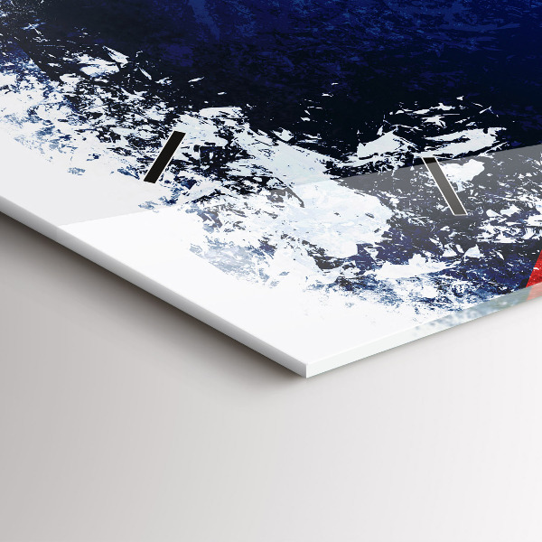 Horizontální hodiny na skle Vlajka České republiky