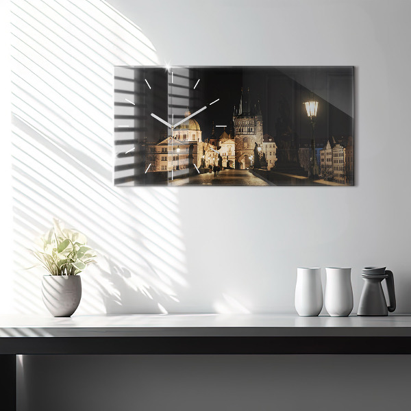 Horizontální skleněné hodiny na stěnu Karlův most v Praze