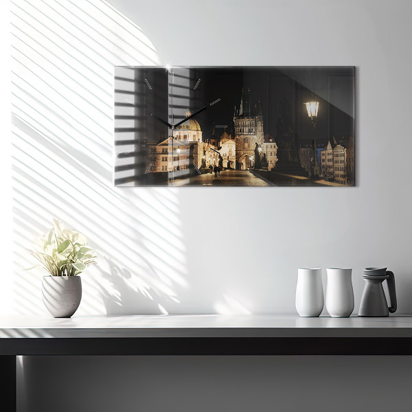 Horizontální skleněné hodiny na stěnu Karlův most v Praze