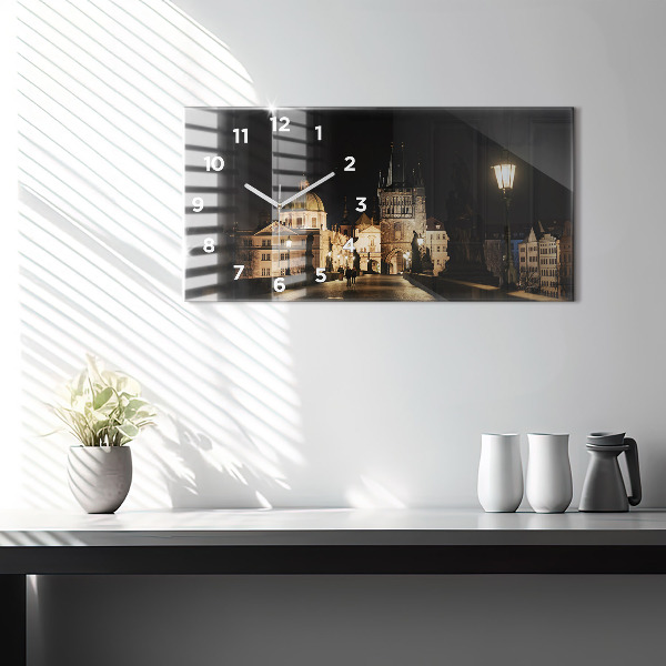 Horizontální skleněné hodiny na stěnu Karlův most v Praze