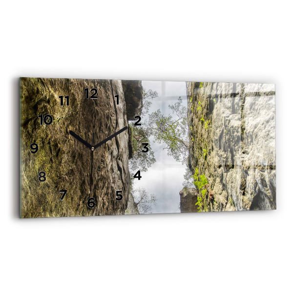 Horizontální skleněné hodiny na stěnu Skalní město v České republice