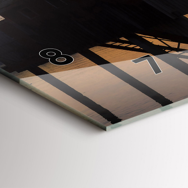 Horizontální skleněné hodiny na stěnu Západ slunce nad jezerem