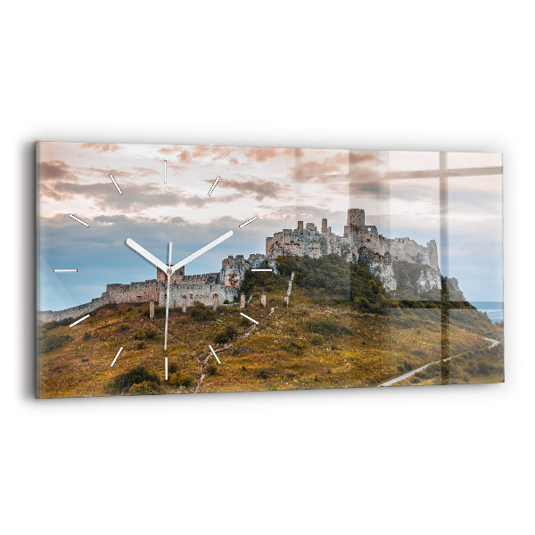 Horizontální hodiny na skle Spišský hrad na Slovensku
