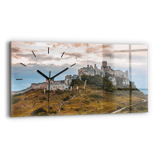 Horizontální hodiny na skle Spišský hrad na Slovensku