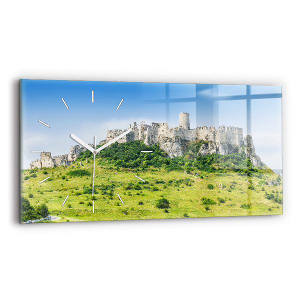 Horizontální hodiny na skle Spišský hrad na Slovensku