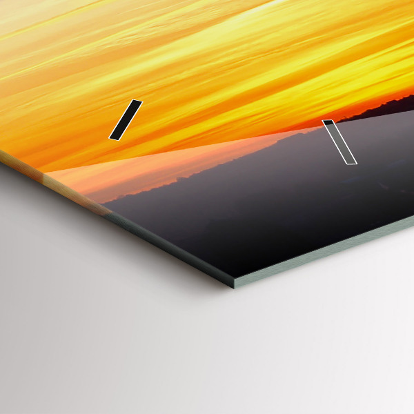 Horizontální skleněné hodiny na stěnu Budova a západ slunce