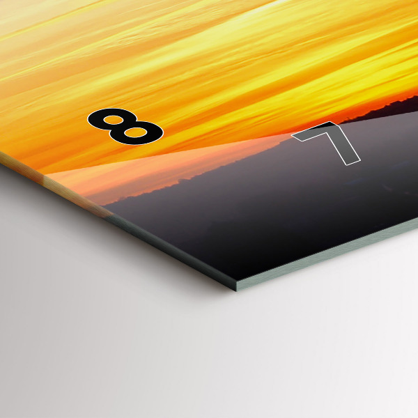 Horizontální skleněné hodiny na stěnu Budova a západ slunce