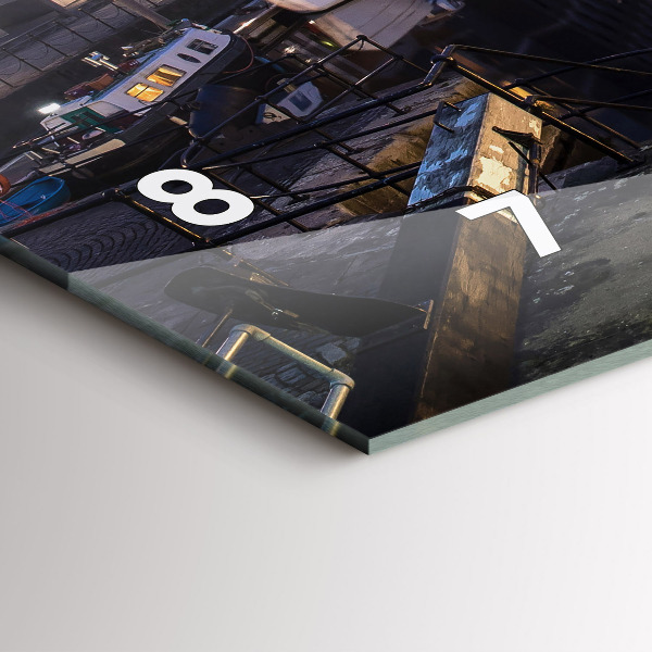 Horizontální hodiny na skle Noční osvětlené město