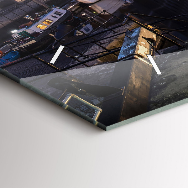 Horizontální hodiny na skle Noční osvětlené město