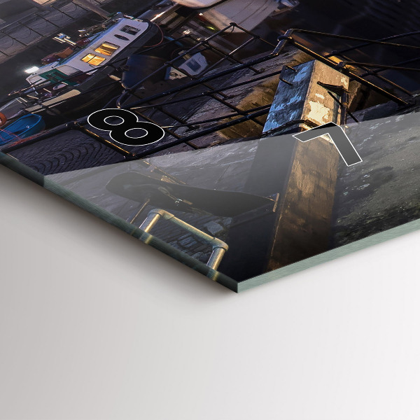 Horizontální hodiny na skle Noční osvětlené město