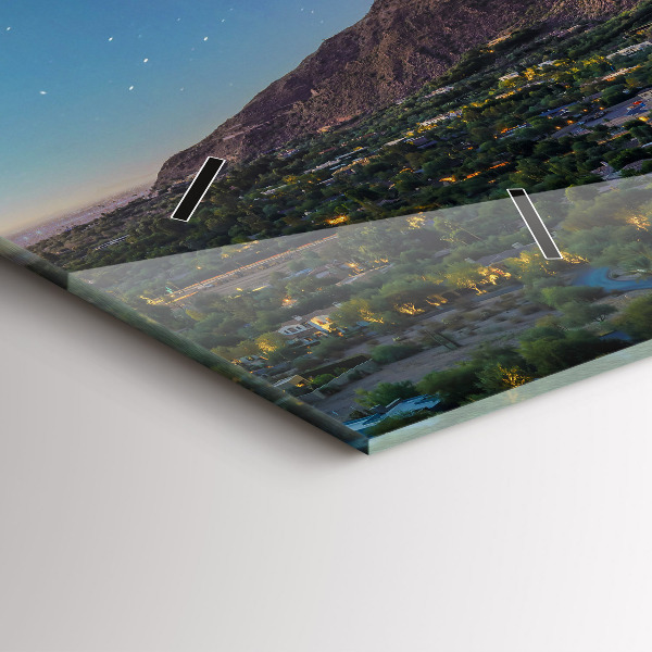 Horizontální skleněné hodiny na stěnu Horská krajina