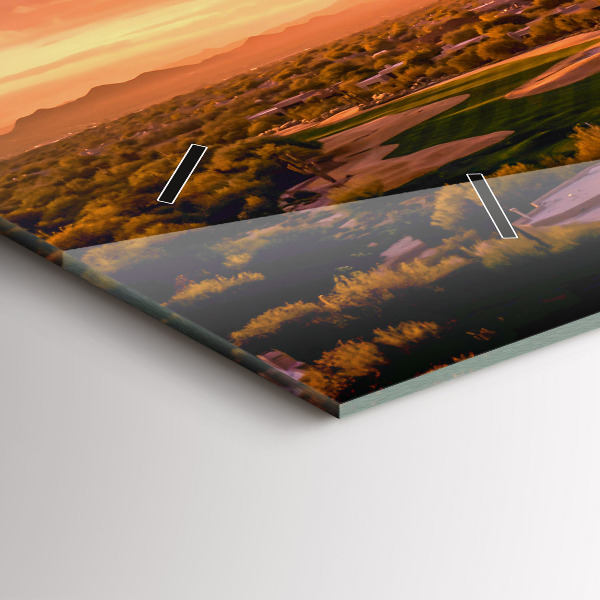 Horizontální skleněné hodiny na stěnu Západ slunce v severním Scottsdale