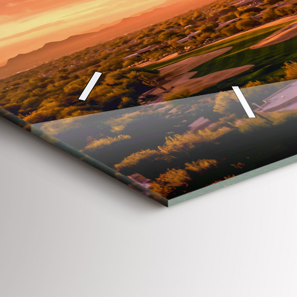 Horizontální skleněné hodiny na stěnu Západ slunce v severním Scottsdale