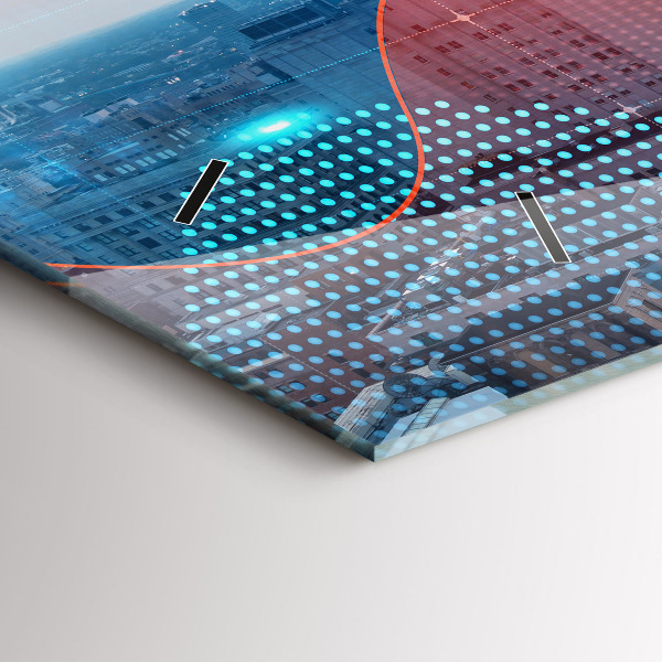 Horizontální skleněné hodiny na stěnu Mrakodrapy ve Filadelfii