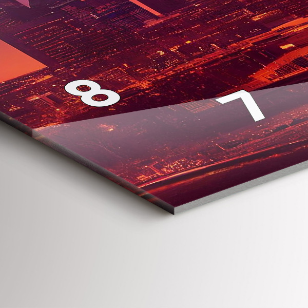 Horizontální skleněné hodiny na stěnu Noční město ve Filadelfii